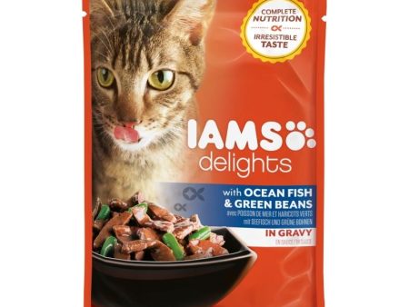 Iams Cat Delights Adult Ocean Fish & Green Beans in Gravy 85gr Sale