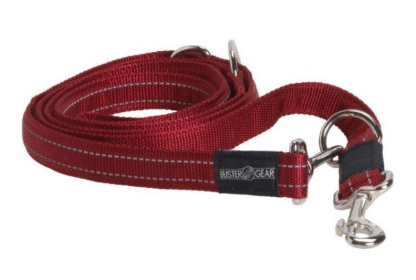 Kruuse Buster 7-Way Reflective Dog Lead - Red - Medium Online Sale