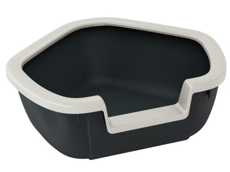 Ferplast Dama Corner Cat Litter Tray - Dark Grey & White Discount