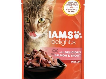 Iams Cat Delights Adult Delicious Salmon & Trout in Jelly 85gr Fashion