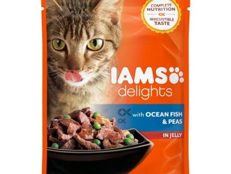 Iams Delight Adult Ocean Fish & Green Peas in Jelly - 85gr For Discount