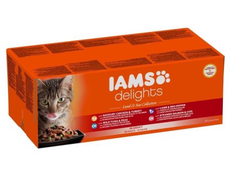 Iams Cat Delights Adult Land & Sea Multipack in Gravy 48x85gr Hot on Sale