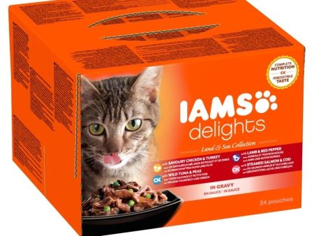 Iams Cat Delights Adult Land & Sea Multipack in Gravy 24x85gr For Sale